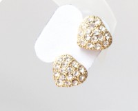 Brinco Coração Strass Branco